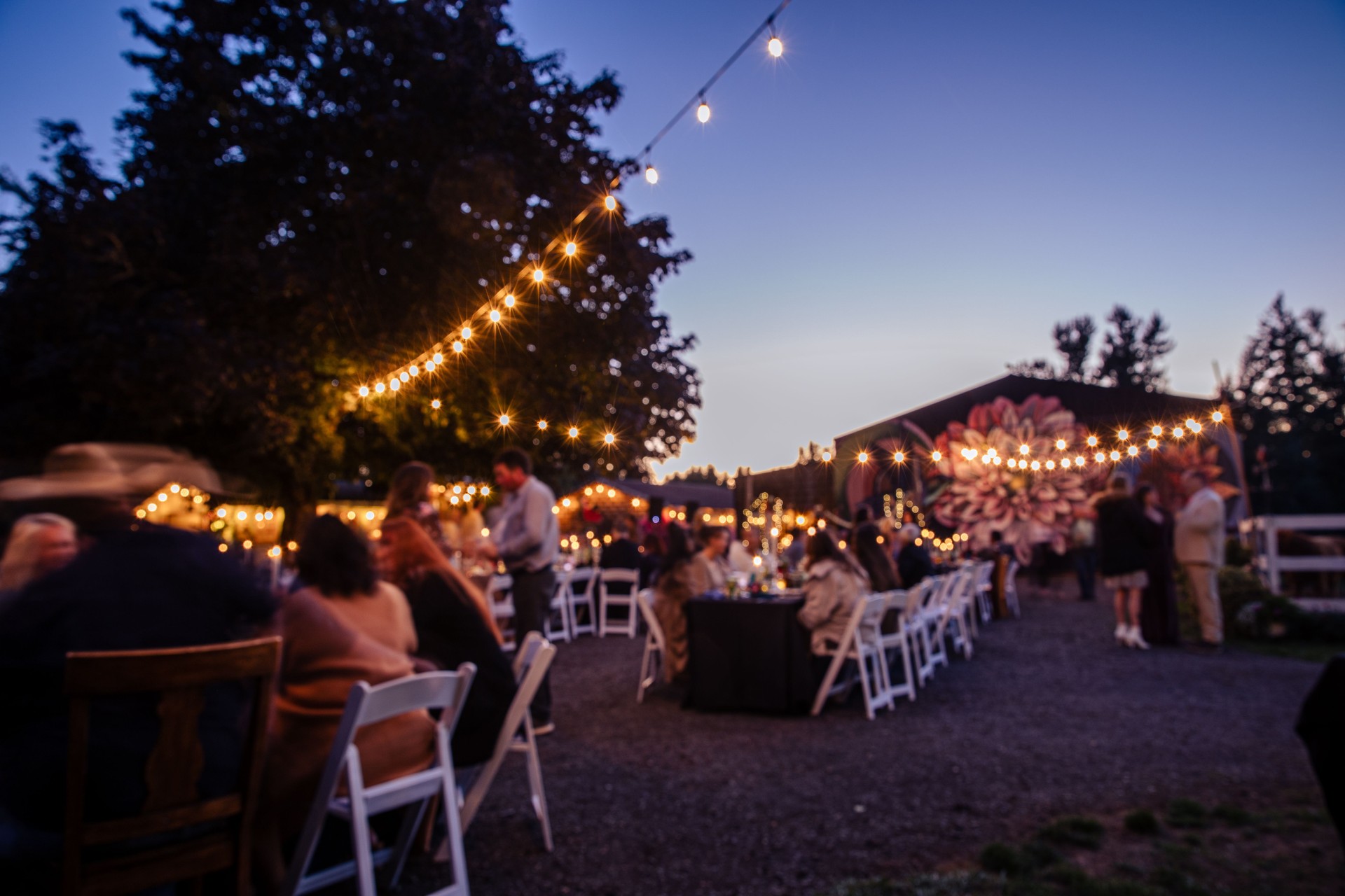 Outdoor Wedding Reception at Night